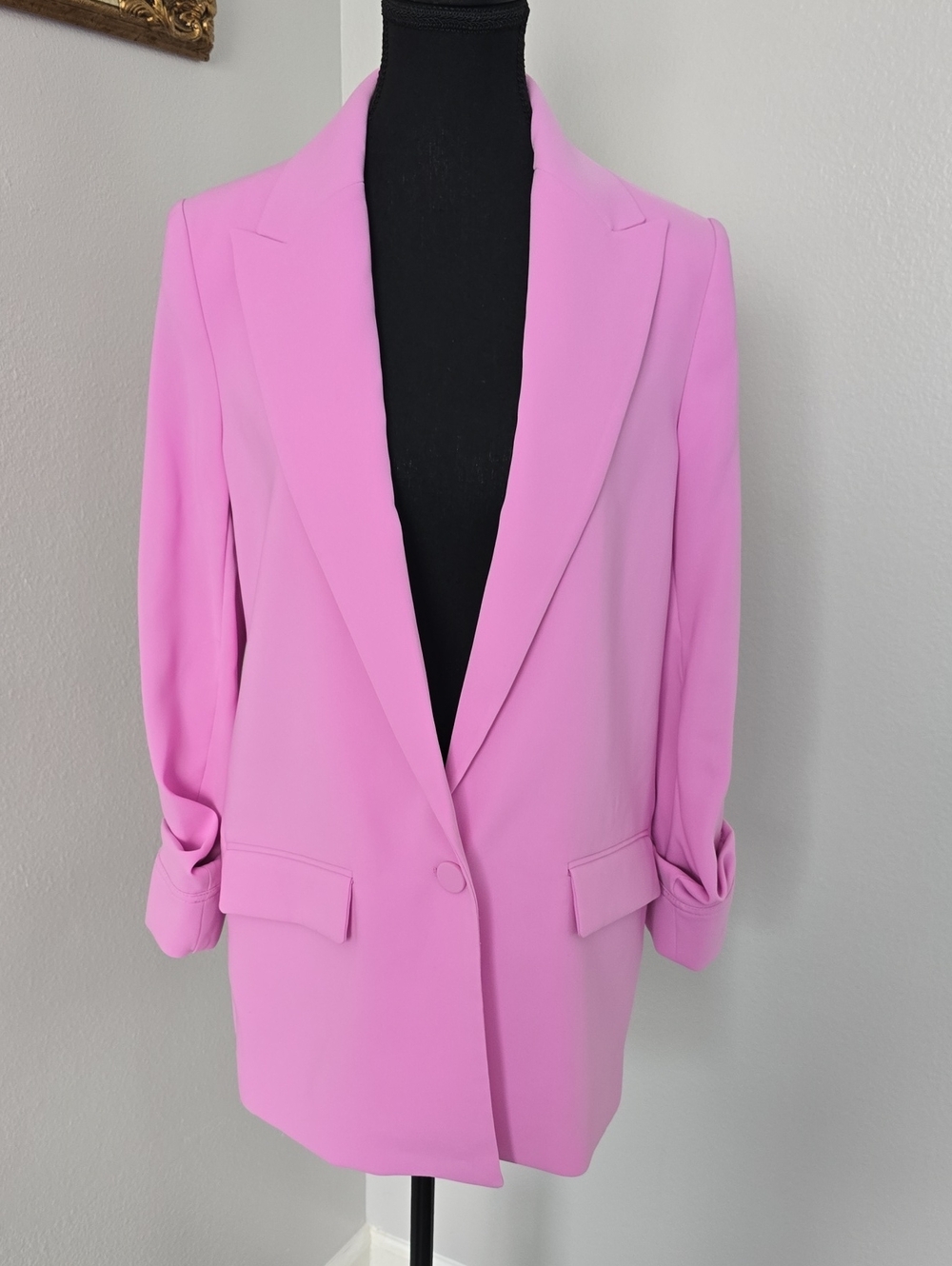 Mango Tailored jacket with turn-down sleeves - Pink - Picture 4 of 14